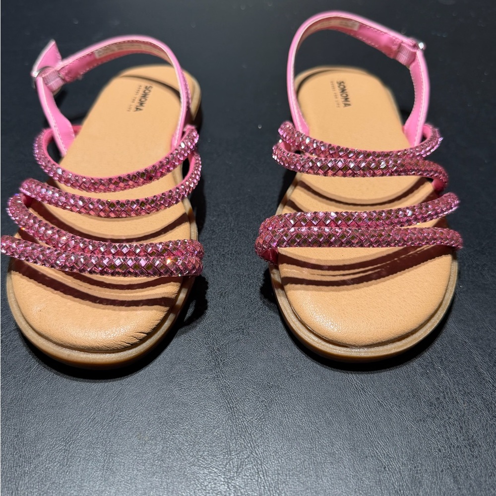 Girls Size 3 Sonoma Pink Rhinestone Slides Brand New - Picture 2 of 5